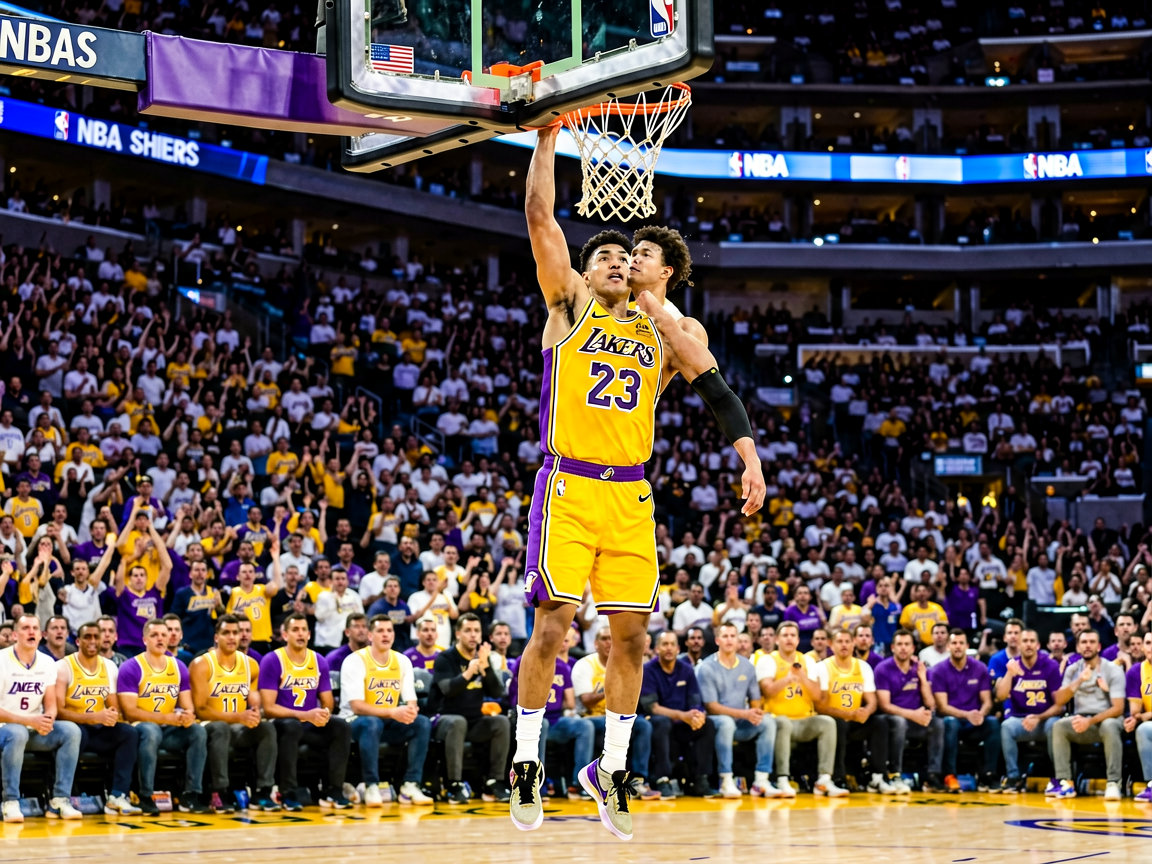 NBA比赛中球员完成精彩扣篮的瞬间,全场观众沸腾